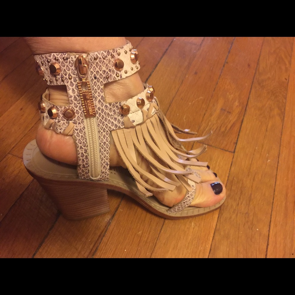 Ivy Kirzhner Leather Fringe Studded Sandal. - Picture 5 of 7